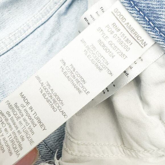 Good American Good Curve Straight Leg Light Wash Indigo 124 Denim Jeans Size 10 - Picture 8 of 9